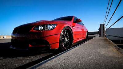 Red BMW M3 on Bridge HD Car Wallpaper