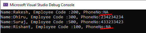 Example Replace Null Value With Na From List in Linq Using C#.net
