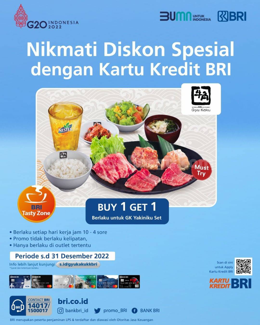 Promo GYUKAKU BELI 1 GRATIS 1 GK Yakiniku Lunch Set dengan Kartu Kredit BRI