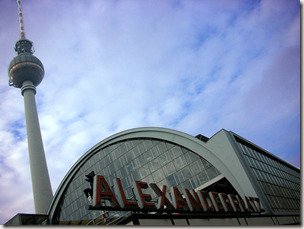 Looking up at the Television Tower, located in the Alexanderplatz of Berlin