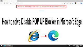 How to solve Disable POP UP Blocker in Microsoft Edge