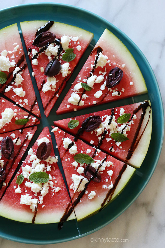 Watermelon Feta and Balsamic "Pizzas" – a fun summer appetizer or the perfect side dish for anything you put on the grill.