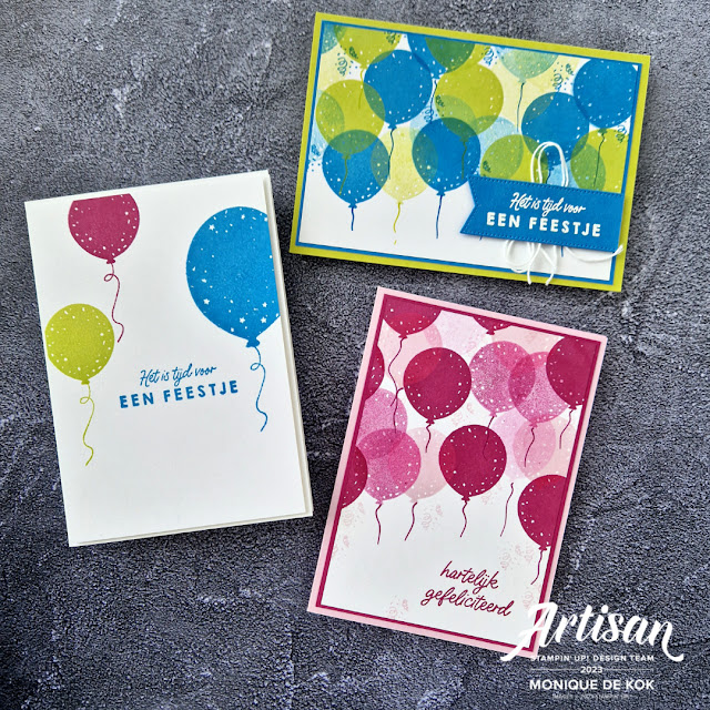 Zelfgemaakte kaart, feestballonnen, beautiful balloons, celebration, feestje, stamping, stempelen, stampin up, stampin met monique