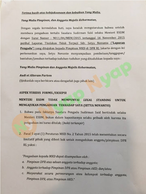 Nota Pembelaan Setya Novanto