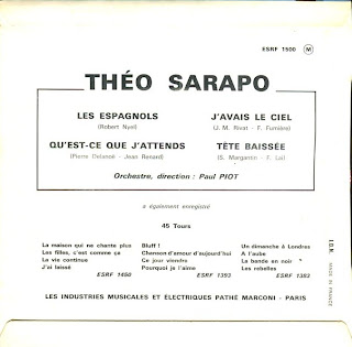 Théo Sarapo - J'avais le ciel - France - 1964 - Back