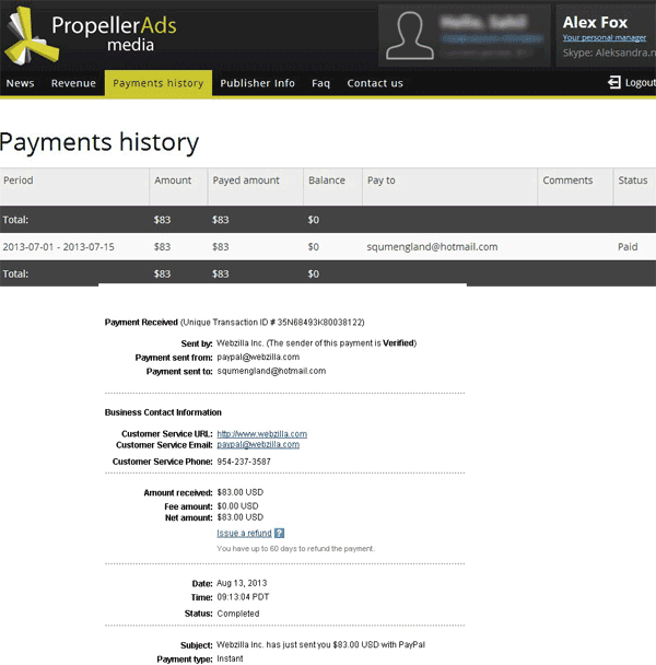 propellerads payment proof.