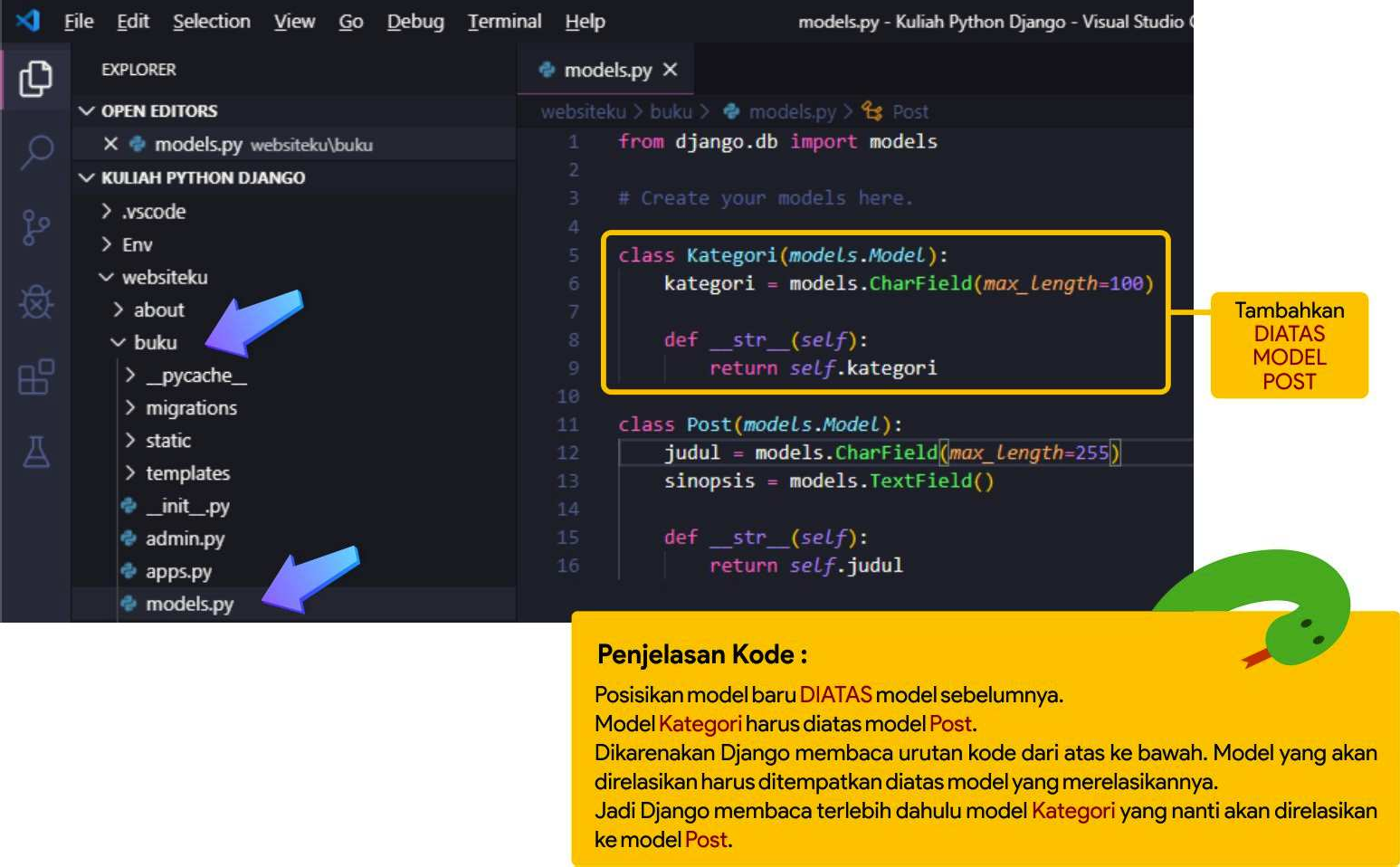 Membuat Relasi Model Django Framework