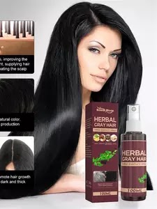 100ml Hair Darkening Spray Anti White Hair Herbal Hair Care Serum Blacken Hair Reduce Gray Hair Scalp Nourish Glitter Hair Spray US $1.19 2 sold