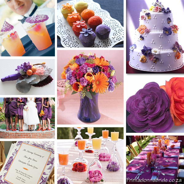 Soft and delicate lilac and pastle orange wedding colours