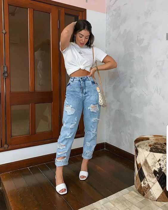 10 ideias de looks com calça mom jeans