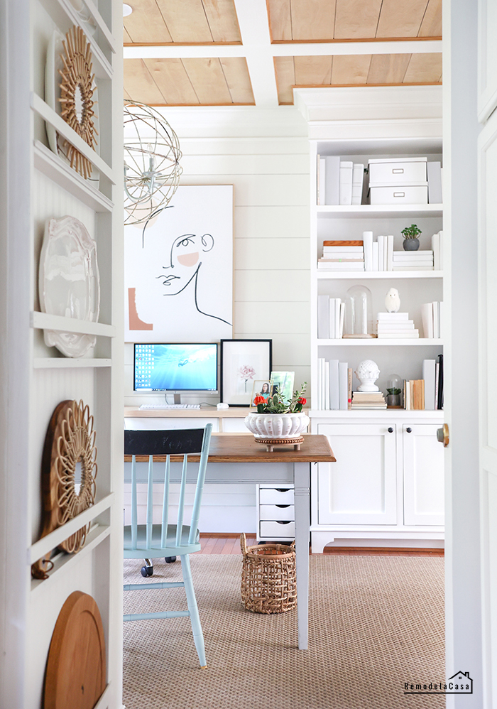 white office with wooden surfaces