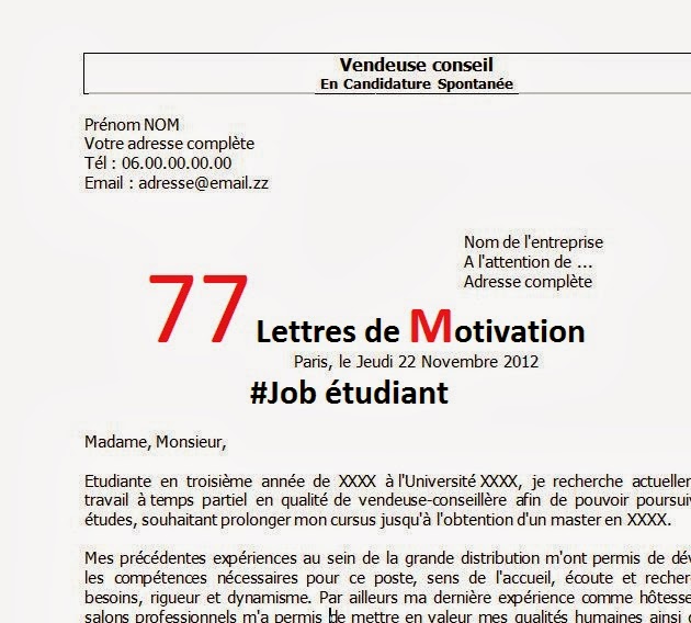 ... de lettres de motivation Ã  tÃ©lÃ©charger gratuitement il suffit de