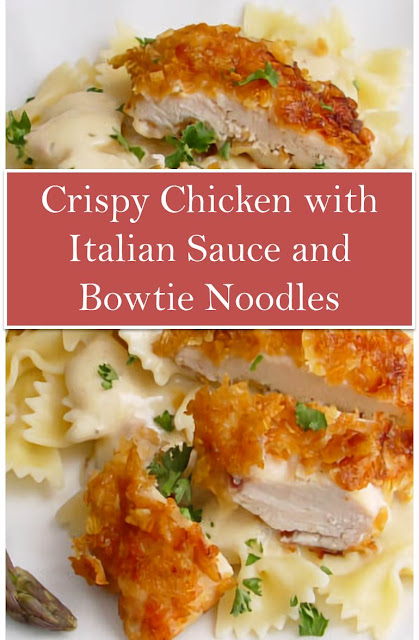 Crispy Chicken with Italian Sauce and Bowtie Noodles #Crispy #Chicken #with #ItalianSauce #Bowtie #Noodles #CrispyChickenwithItalianSauceandBowtieNoodles