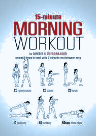 Good Morning Exercise is an incredible method for beginning the day. Here is a basic and speedy morning workout schedule that you can attempt.    1. Jumping Jacks (1 minute)   Begin with an exempla Hopping cardio exercise to get your pulse up.  2. Bodyweight Squats (2 sets of 15)   Stand with your feet shoulder-width separated and crouch, keeping your back straight. Ensure your knees don't go past your toes.  3. Push-Ups (2 sets of 10-15)  Fortify your chest area with push-ups. You can do them on your toes or knees, contingent on your wellness level.  4. Plank (1 minute)  Connect with your center by standing firm on a board situation. Keep your body in an orderly fashion from head to heels.  5. Lunges (2 sets of 10 each leg)   Move forward with one leg, bringing down your hips until the two knees are twisted at a 90-degree point. Substitute legs.  6. Calf Raises (2 sets of 15)  Stand on a level surface and lift your heels off the ground, connecting with your lower leg muscles.  7. Stretching (5 minutes)  Wrap up with a delicate extension to further develop adaptability. Center around your significant muscle gatherings.    Make sure to heat up before beginning and cool down thereafter. This routine is versatile, so go ahead and alter the activities in light of your wellness level and particular objectives or restrictions you could have. Continuously pay attention to your body and stop any activity assuming you feel torment past typical muscle exhaustion. Partake in your morning exercise!