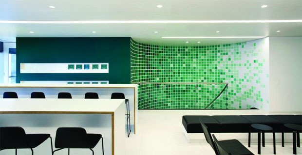 Exotic example of use of color in commercial and industrial interior design