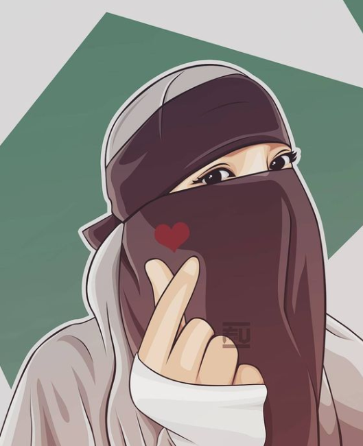 1001 Gambar  kartun  muslimah berhijab cantik bercadar 