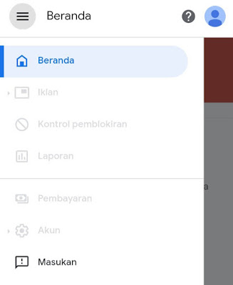 Contoh akun Adsense yang tidak ada tombol cancel