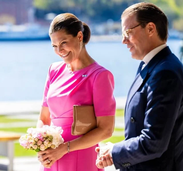 Queen Mary wore a red silk dress by Raquel Diniz, Crown Princess Victoria wore a pink cady dress by Roland Mouret Princess Sofia