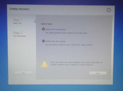 Cara Recovery Laptop Lenovo menggunakan One Key Recovery