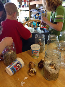 Neighbor Gift Idea: Paperwhites planted in Mason Jars