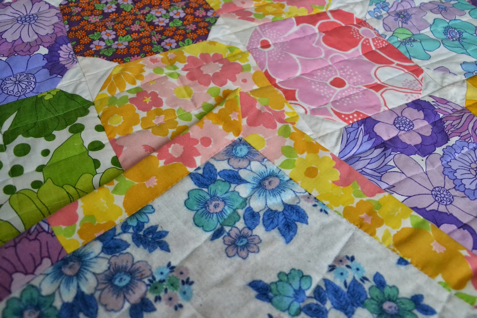 Vintage Sheets Octagons Quilt