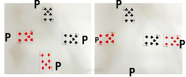 도미노-카드게임-P(플레이어)-앞에 배치된 모습