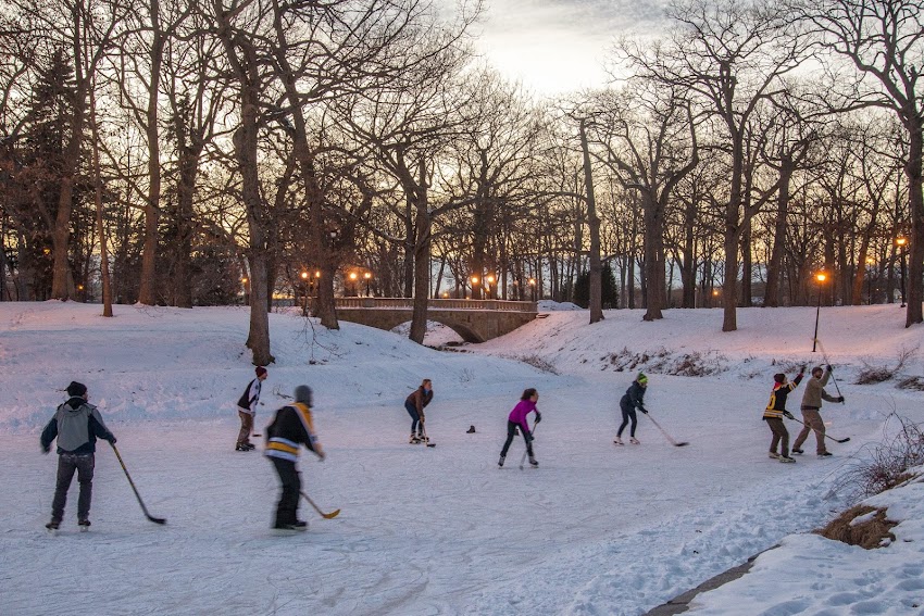 Deering Oaks park ice skating in January 2015 Portland, Maine photo by Corey Templeton