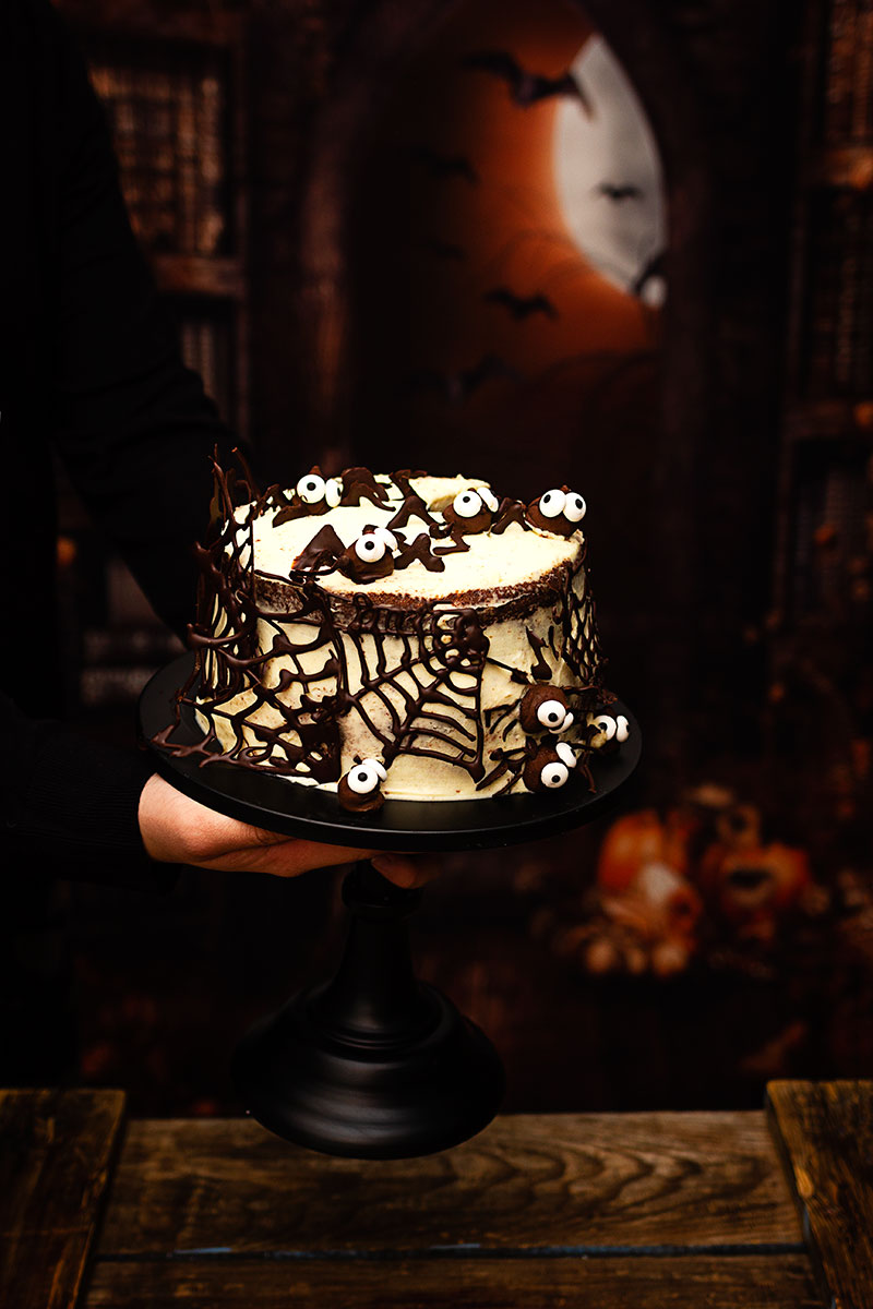 Tarta de chocolate y frosting de queso para #Halloween