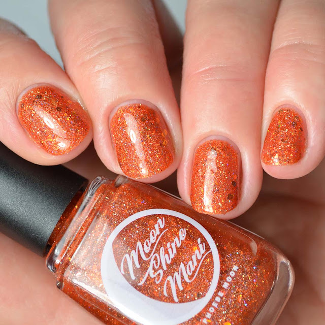 orange holographic nail polish swatch