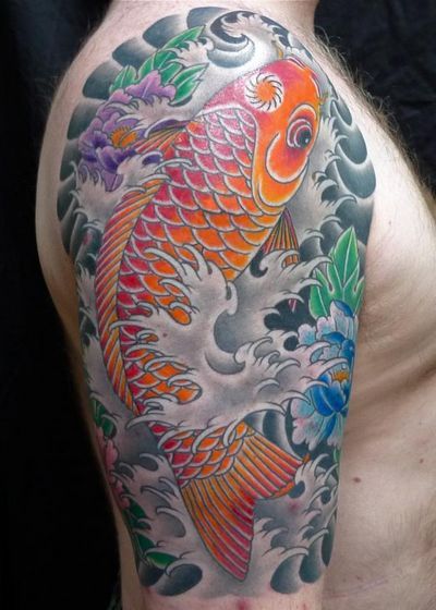 Koi full sleeve Half Sleeve Tattoos