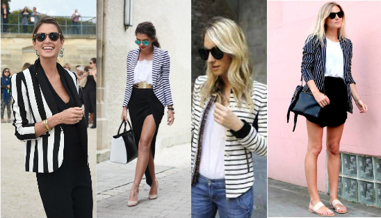 looks com blazer de listras