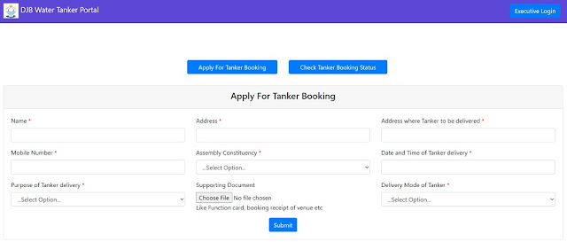 Delhi Jal Board Tanker Booking