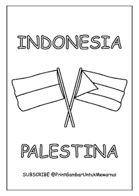 Gambar Mewarnai Bendera Palestina dan Indonesia PDF