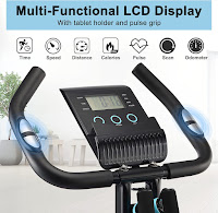 BORGUSI 3 in 1 Folding Exercise Bike's LCD Monitor & Pulse Sensors, image