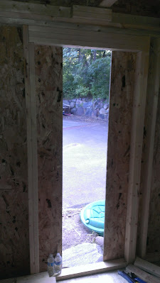 Front entry door is framed.