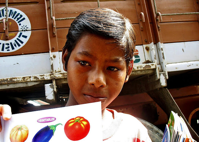 boy selling books