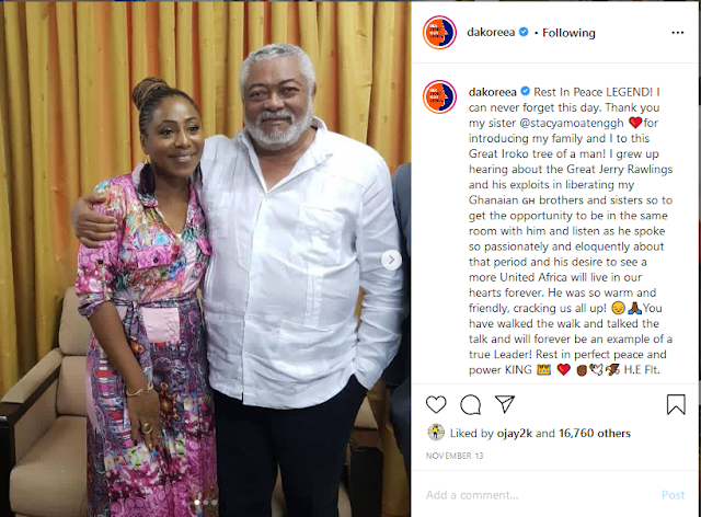 Dakore eulogises Jerry Rawlings