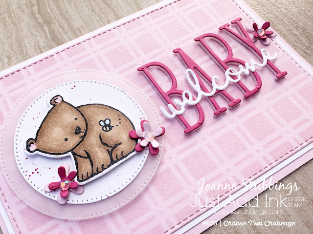 Jo's Stamping Spot - Just Add Ink Challenge #653 Baby card using A Little Wild and Alphabet-A-La-Mode dies by Stampin' Up!