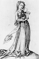 A drawing of a maiden by Martin Schongauer