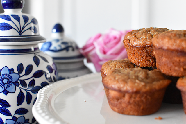 paleo banana bread muffins whole 30 clean eating fall baking ginger jar pink roses pumpkin spice 