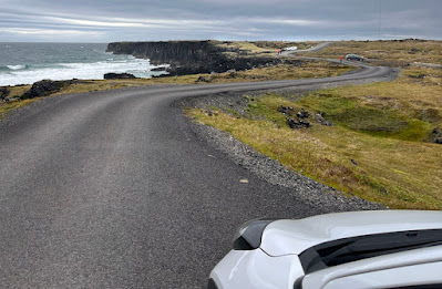 View of Iceland coast from a car.