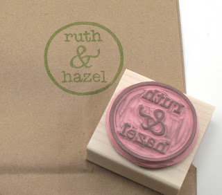 Ruth and Hazel logo stamp with stamped image on paper