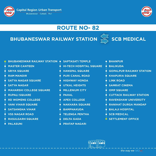 Mo Bus Route no 82 Chart Bhubaneswar