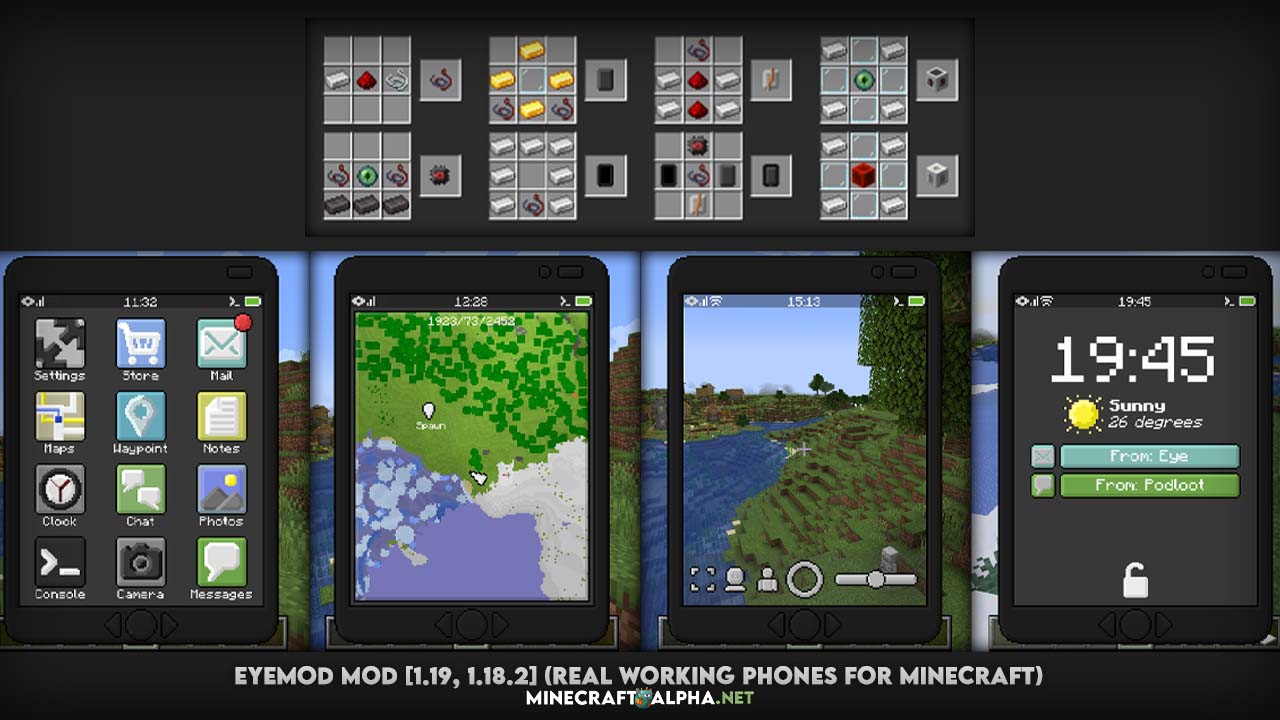 EyeMod Mod [1.19, 1.18.2] (Real Working Phones for Minecraft)