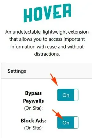 Hover bypass The Telegraph paywall