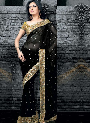 beautifaul black saree design