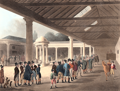 Tattersall's Horse Repository by Rowlandson and Pugin (pub Ackermann 1809)