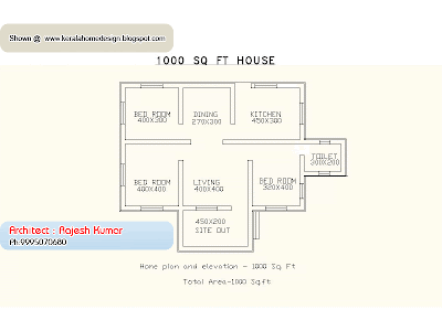 Small Budget House - Home plan and elevation - 1000 Sqid=