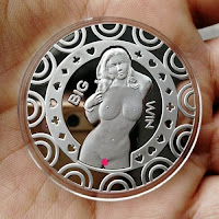 Win big topless custom made buxom girl penny coin