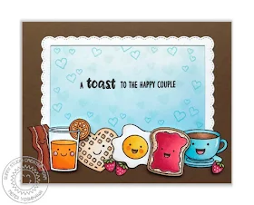 Sunny Studio Stamps: Breakfast Puns A Toast To The Happy Couple Card by Mendi Yoshikawa